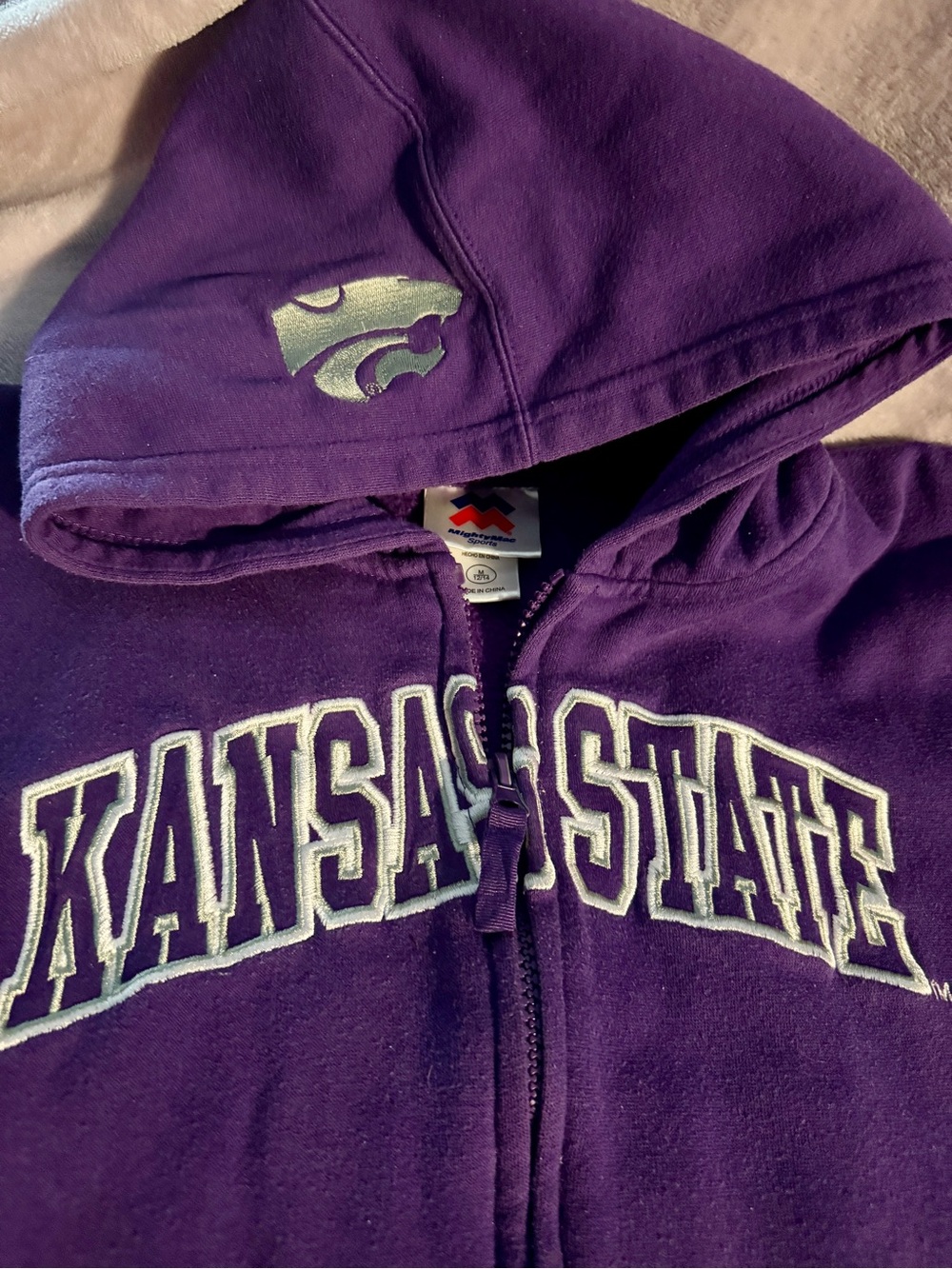 Vintage Kids Mighty Mac Sports Purple Kansas State University zip-up hoodie
